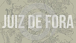 Juiz de Fora map city poster, horizontal background vector map with opacity title. Municipality area street map. Widescreen photo