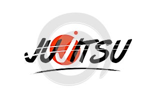 jujitsu word text logo icon with red circle design