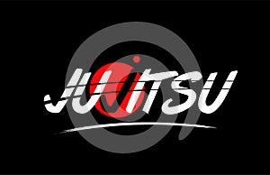 jujitsu word text logo icon with red circle design