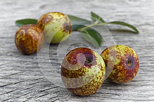 Jujube fruits Ziziphus jujuba.  Healthy fruit cleans blood, contains vitamin c