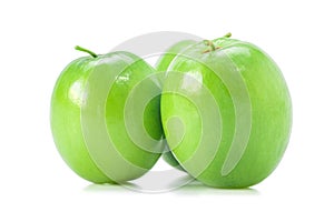 Jujubes, Monkey apple fruit with green leaf isolated on a white background. Closeup