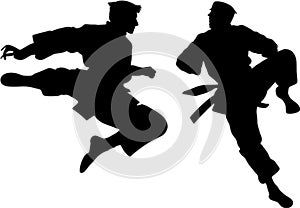 Jujutsu fighters on a white background. AI-Generated.