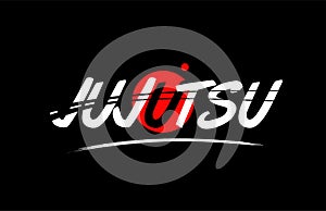 jujutsu word text logo icon with red circle design