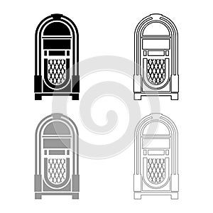 Jukebox Juke box automated retro music concept vintage playing device icon outline set black grey color vector illustration flat