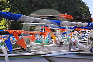 Jukung boats on the beach in Bali, Indonesia