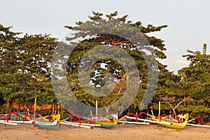 Jukung Fishing Boats on the Beach at Sanur