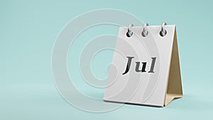 Jul on  paper desk  calendar  3d rendering