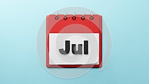 Jul on  paper desk  calendar  3d rendering