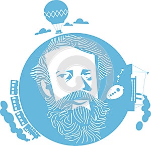 Jules Verne french writer illustration photo
