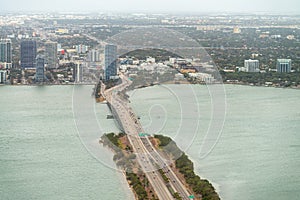 Julia Tuttle Causeway, Florida State Road 112. Aerial view with Buena Vista and Beverly Terrace, Miami, FL photo