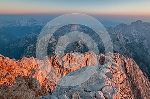 Julian Alps from the Top of Triglav at Sunrise