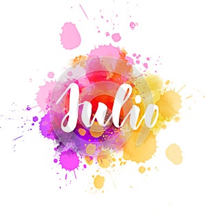 Julio - handwritten calligraphy on watercolor splash