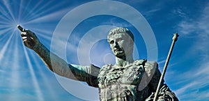 Julius Caesar, ancient statue in Rome, Italy. Concept for leadership, personal growth, personal development