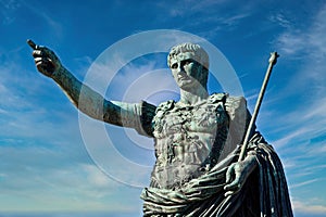 Julius Caesar, ancient statue in Rome, Italy. Concept for leadership, personal growth, personal development