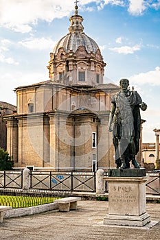 Julius Caesar bronze statue in Rome