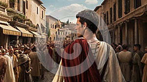 Julius Caesar in the Heart of Rome: Moments Before Fate\'s Convergence