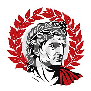 Julius Caesar Roman politician and general vintage. vector illustration