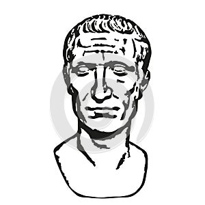 Julius Caesar\'s Iconic Head portrait: Timeless Illustration in Black and White