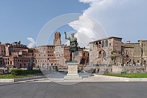 Julius Caesar statue in the Forum area, Rome, Lazio, Italy