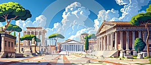 Julius Caesars triumphant return to Rome highlighting the citys stunning architecture and the