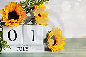July 01 Calendar Blocks with Beautiful Sunflowers