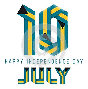 July 10, The Bahamas Independence Day congratulatory design with bahamian flag colors