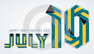 July 10, The Bahamas Independence Day congratulatory design with bahamian flag colors. Vector illustration