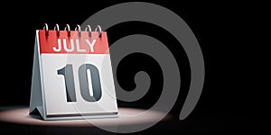 July 10 Calendar Spotlighted on Black Background