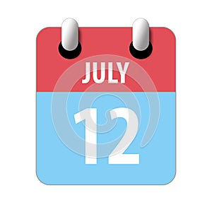 july 12th. Day 12 of month,Simple calendar icon on white background. Planning. Time management. Set of calendar icons for web