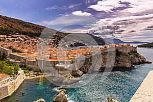 July 16, 2016: The harbor of the old fortified city of Dubrovnik, Croatia