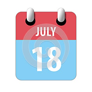 july 18th. Day 18 of month,Simple calendar icon on white background. Planning. Time management. Set of calendar icons for web