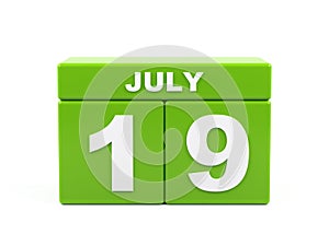 July 19th. Image of july 19, calendar on white background. 3d