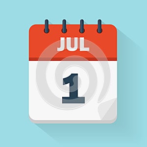 July 1st. Daily calendar icon in vector format.