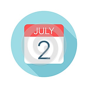 July 2 - Calendar Icon. Vector illustration of one day of month