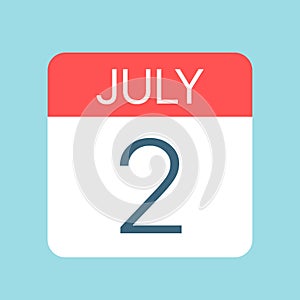 July 2 - Calendar Icon. Vector illustration of one day of month