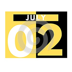 July 2 . Modern daily calendar icon .date ,day, month .calendar for the month of July