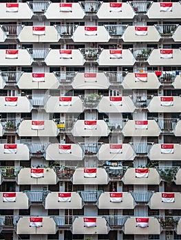 July 20/2019 morning at Selegie House with full flags on the corridor for National Day of Singapore