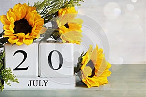 July 20 Calendar Blocks with Beautiful Sunflowers