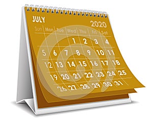 July 2020 calendar