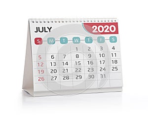 July 2020 Desktop Calendar