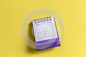 July 2023, monthly desktop calendar for 2023 bright yellow background.