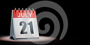 July 21 Calendar Spotlighted on Black Background