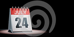 July 24 Calendar Spotlighted on Black Background