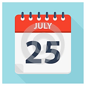 July 25 - Calendar Icon - Calendar design template