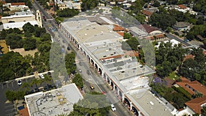 July 4, 2019 Ojai California - Independence Day parade from an aerial drone point of view