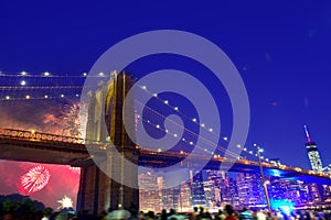 July 4th 2014 fireworks Brooklyn bridge Manhattan