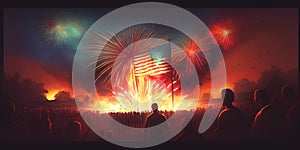 July 4th forth Celebration fireworks illustration