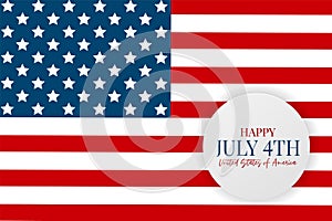 July 4th Independence day celebration banner. USA national holiday design concept with a flag.