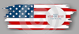 July 4th Independence day celebration banner. USA national holiday design concept with a flag.