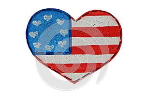 July 4th Patriotic Heart Brooch Pin